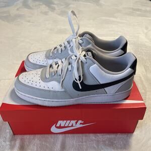 Nike Men’s Court Vision Low Grey Fog/black-white. Size 10.5 Very Good Used Cond